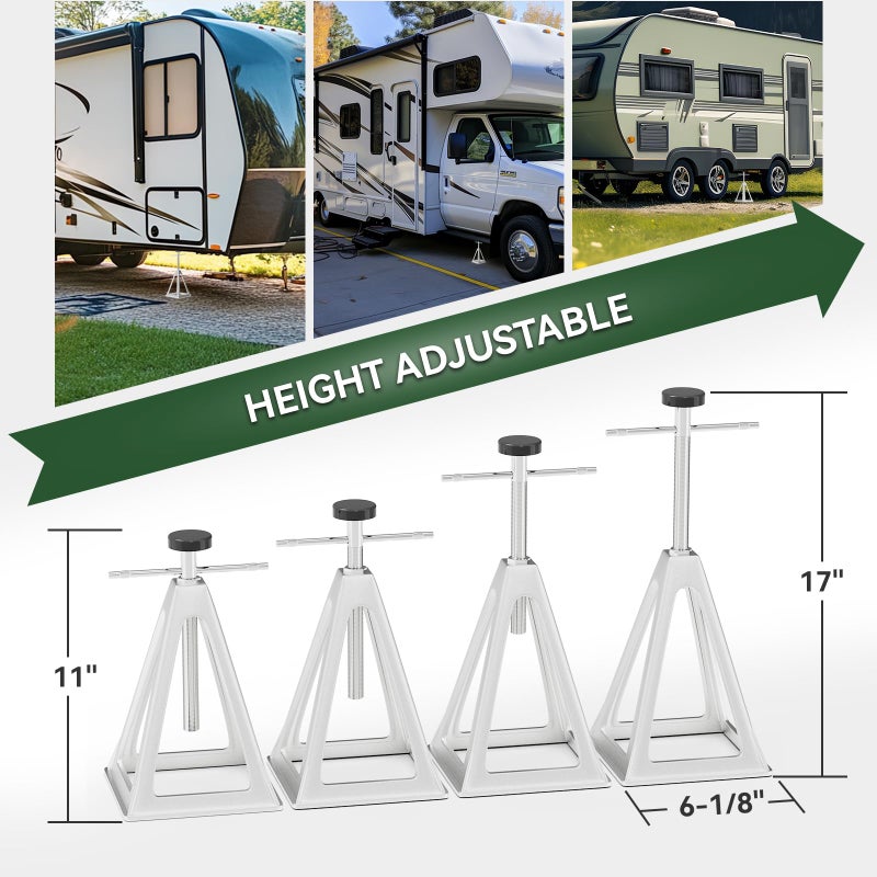 RVGUARD RV Stack Jacks 4 Pack with Storage Bag, Aluminum Stabilizer Jacks for RV Trailer Camper, Single Support Up to 6000 Lbs, Adjustable from 11" to 17" - Image 3